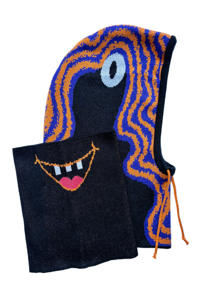 Plasmík pomeranč, indigo - sada kukla & nákrčník