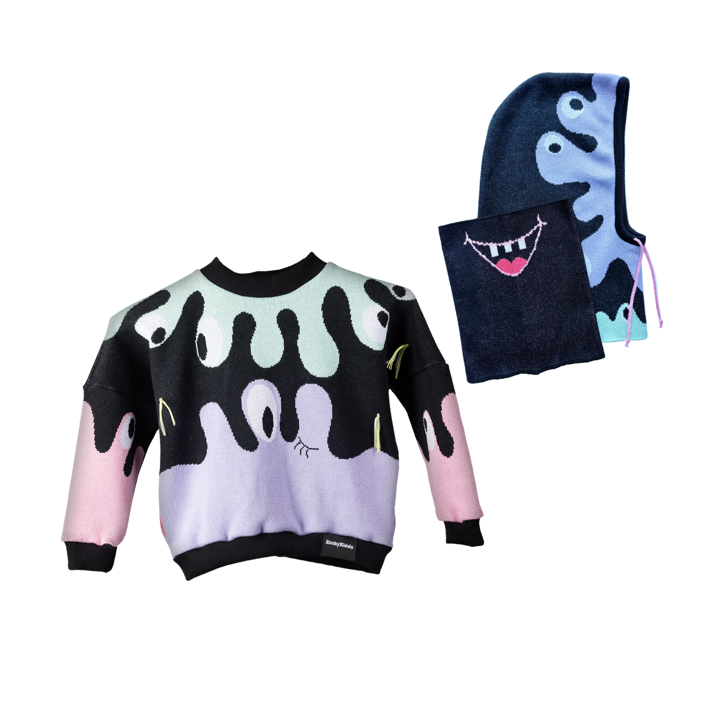 Chapadlík - krokus, pistácie, divoká růže - svetr & kukla s nákrčníkem