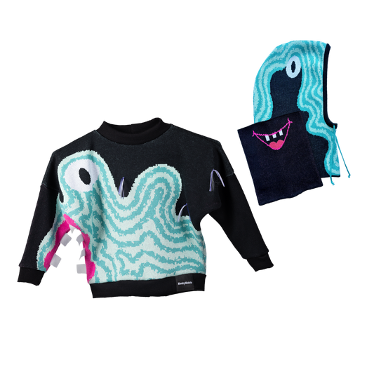 Plasmík - pistácie, opál - svetr & kukla s nákrčníkem