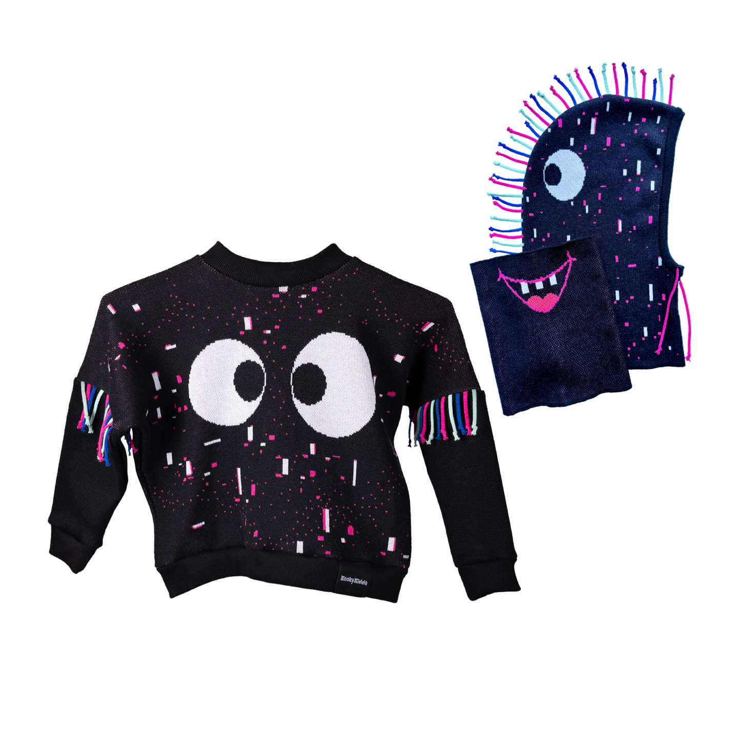 Třásník - magenta - svetr & kukla s nákrčníkem