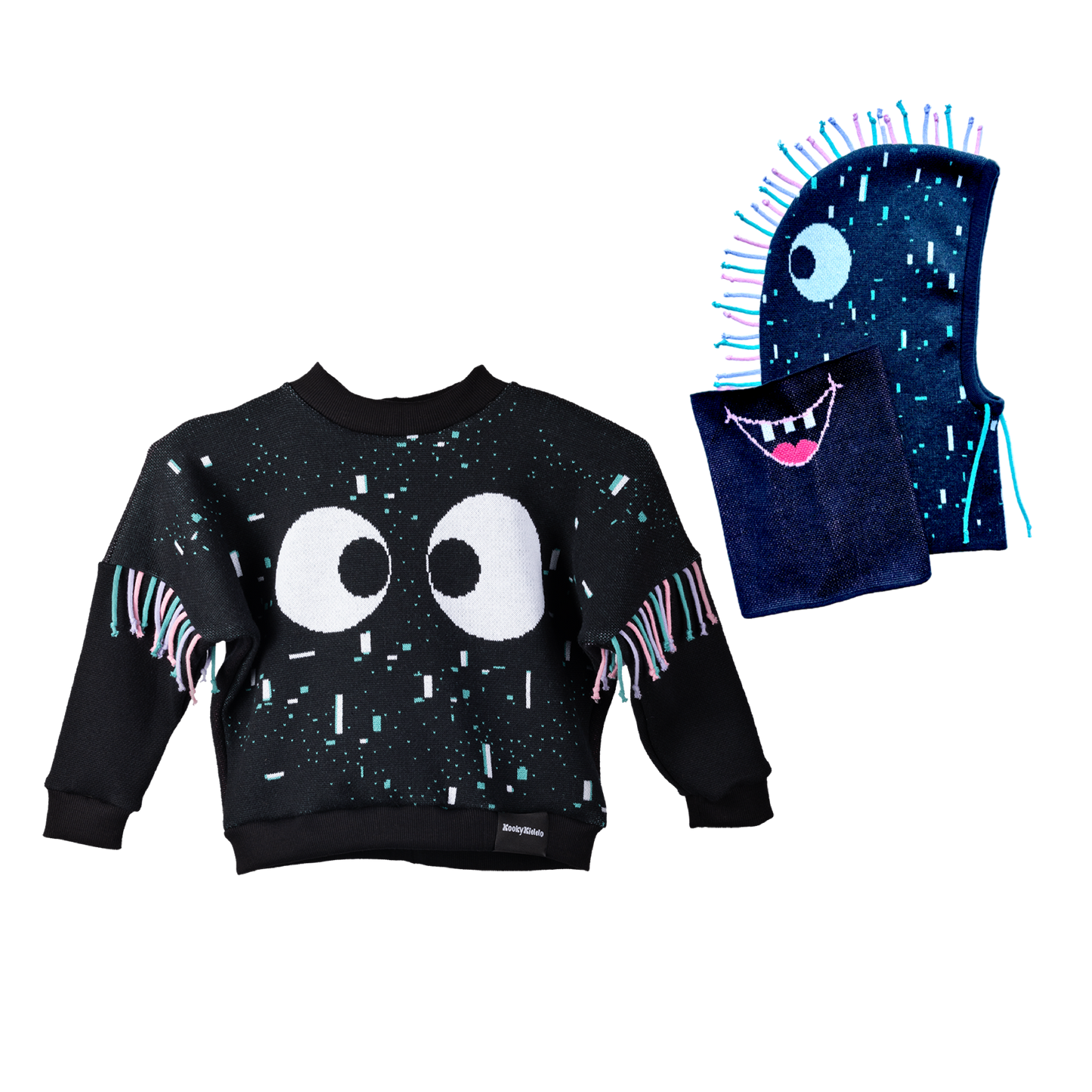 Třásník - opál - svetr & kukla s nákrčníkem