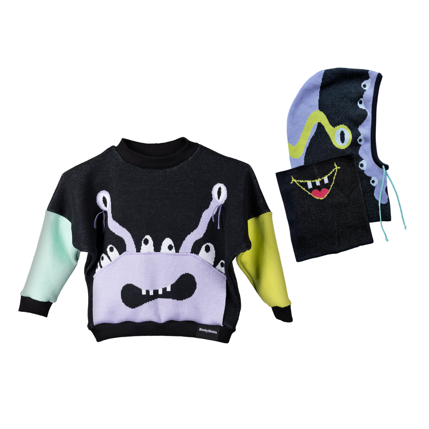 Tykadlík - krokus, pistácie, kivi - svetr & kukla s nákrčníkem